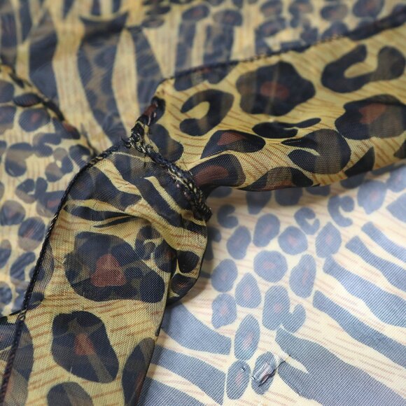 Leopard Print Sheer Infinity Scarf Black Gold Retro Mobwife - Picture 5 of 6